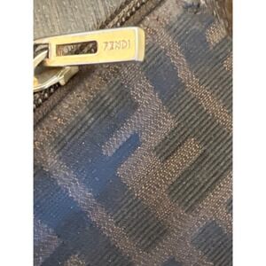 Fendi Vintage Zucca Canvas Cosmetic Pouch Brown Monogram Small Makeup Bag